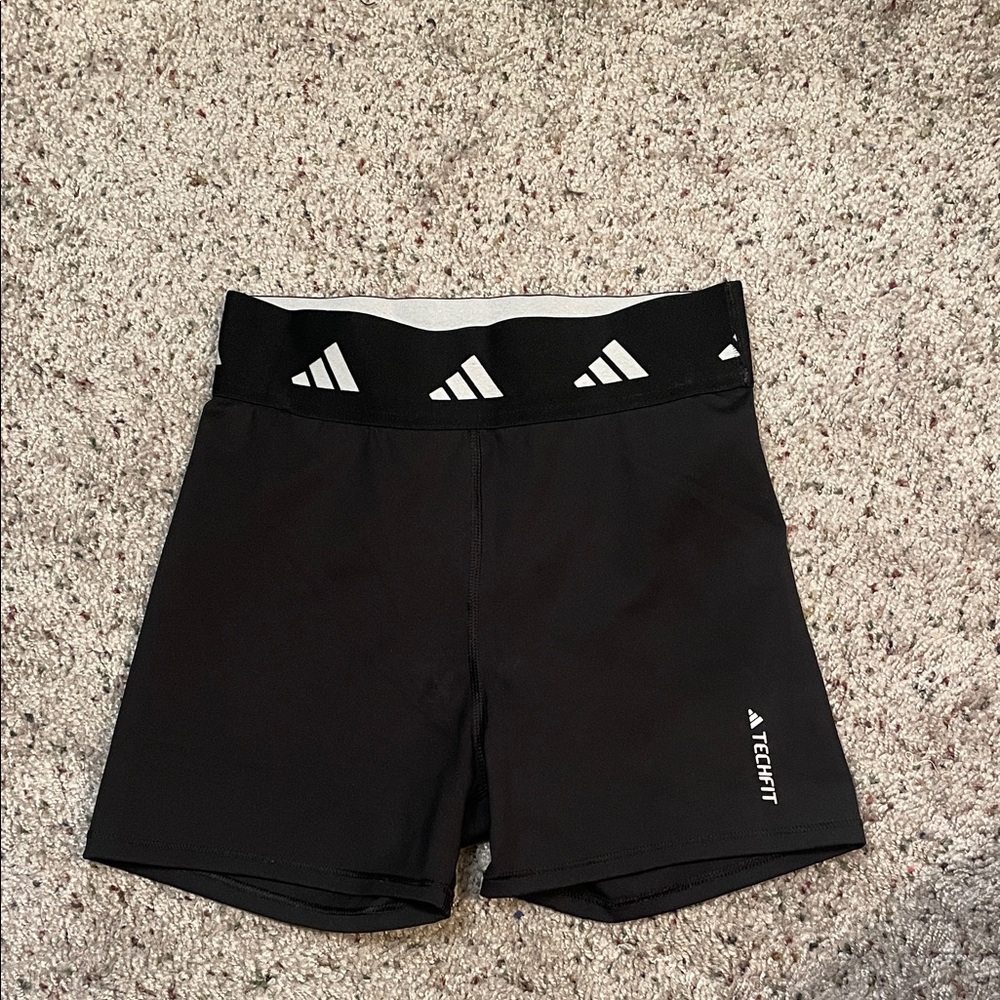 Adidas Tech Fit High Rise 3” Black Spandex Athletic Shorts Size XS